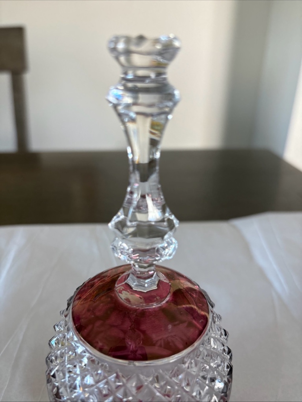 Vintage Golden Crown HandCut Cranberry Lead Crystal E&R Bell Purple/Pink Germany - Picture 3 of 13